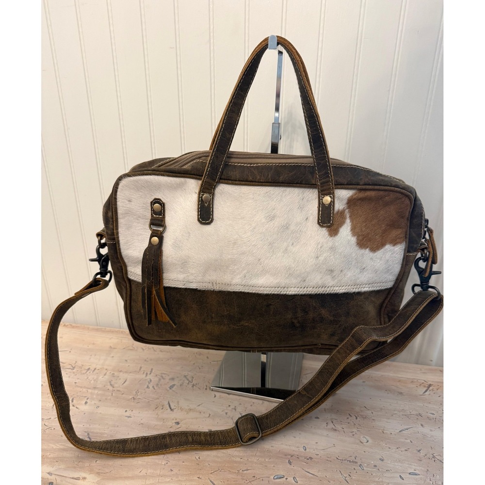 Myra bag Genuine Leather & Cowhide Laptop Crossbody Western Bag Cowgirl Cowboy
